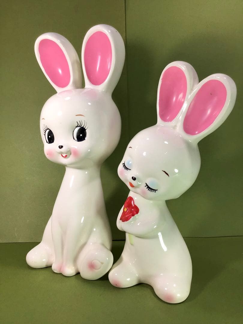 昭和レトロ 可愛い うさぎ 兎 陶器 人形 宇山あゆみ 内藤ルネ 水森亜土 玩具