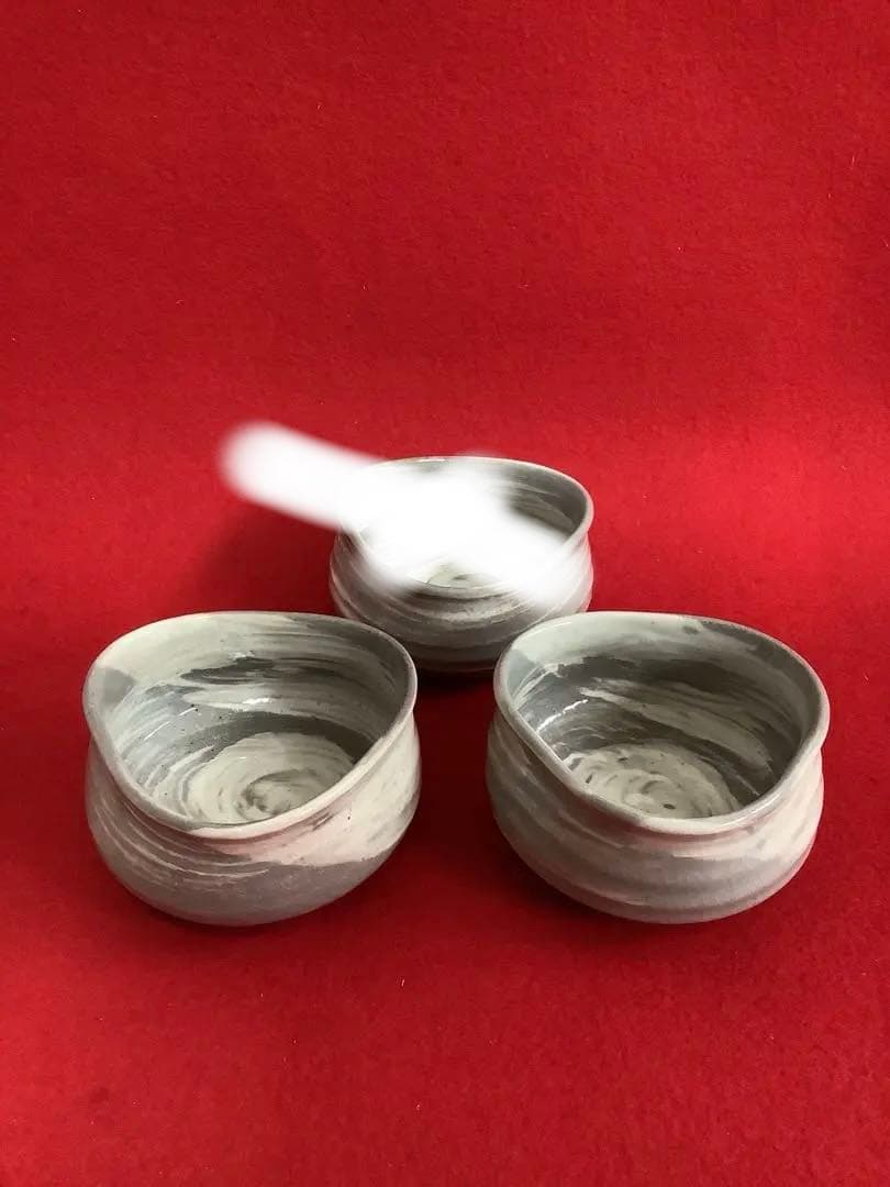 茶道茶碗　朝日焼　三角茶碗　2客【中古美品】