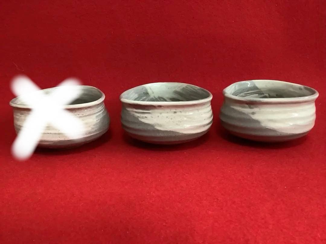 茶道茶碗　朝日焼　三角茶碗　2客【中古美品】