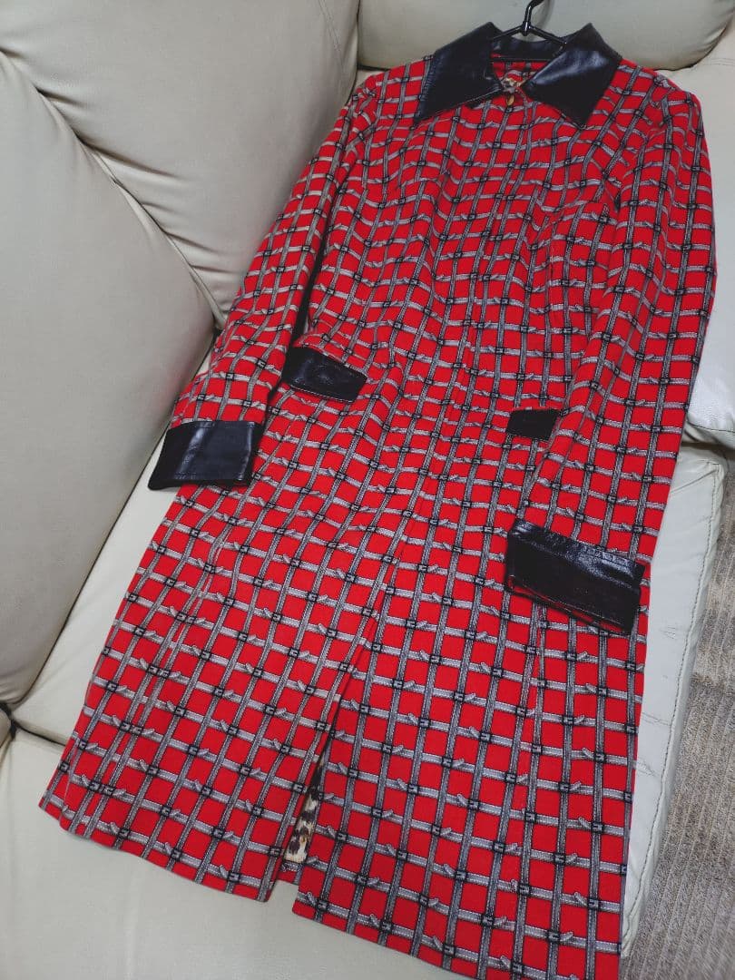 VINTAGE D＆G ベルトレオパード柄ロングコート　ドルガバ