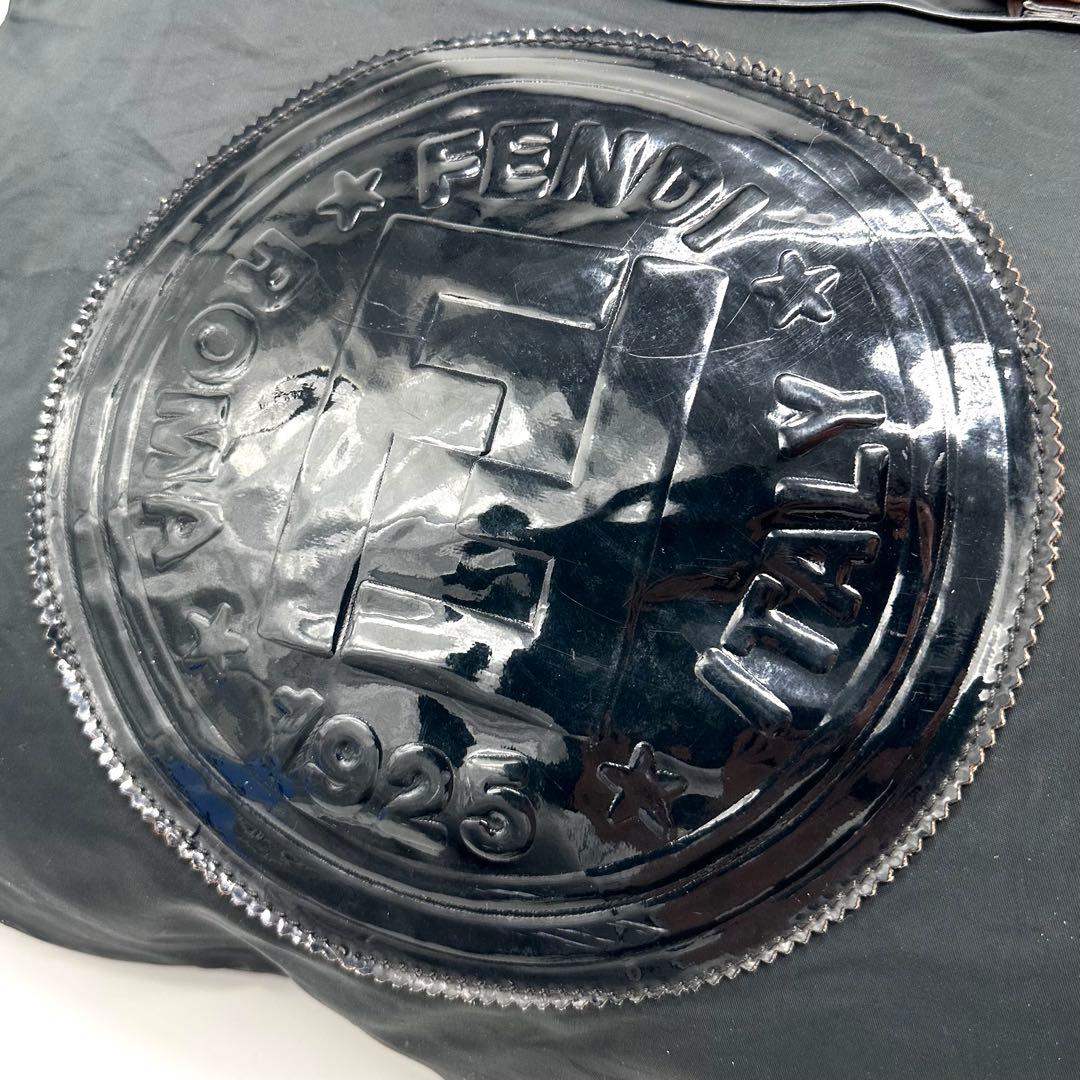 【レア】FENDI ボストンバッグ デカロゴ FF金具 ナイロン PVC 黒