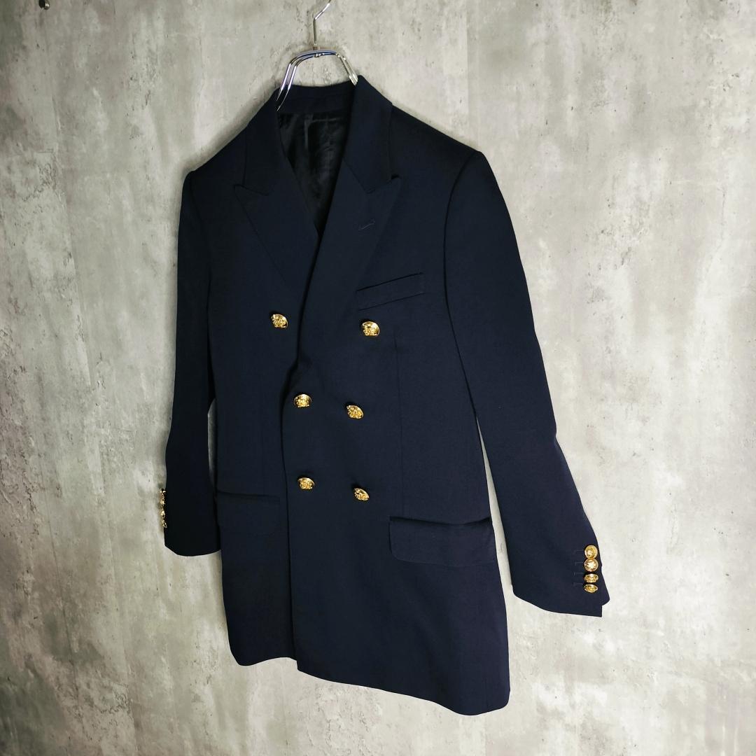 【エディ期/極美品】セリーヌ ダブルブレザー 金ボタン ダイアゴナルウール 34
