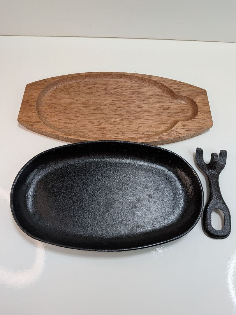 【 未使用品 】 アサヒ／ステーキ皿／6枚セット／木製トレイ／ハンドル付き