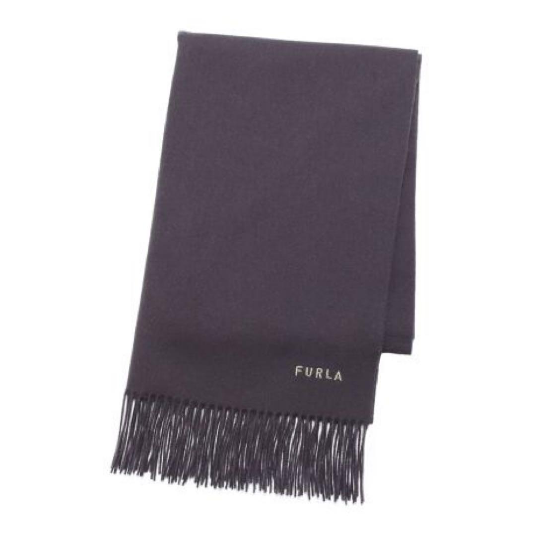 FURLA ウール100％紡毛厚手ストール 60×190cm チャコールグレー