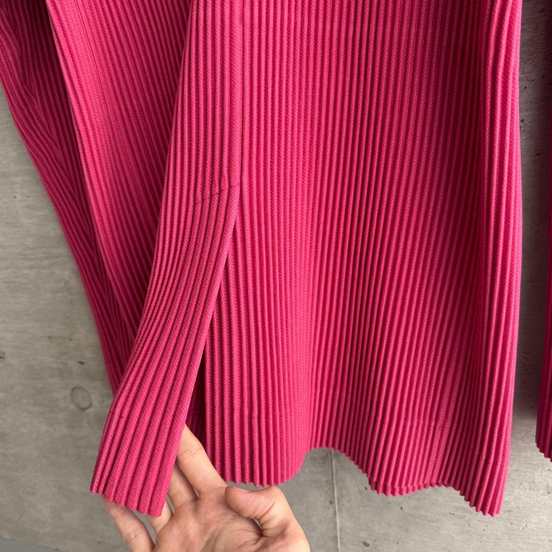 新品 HOMME PLISSEプリーツ テーラードジャケット レッドピンク