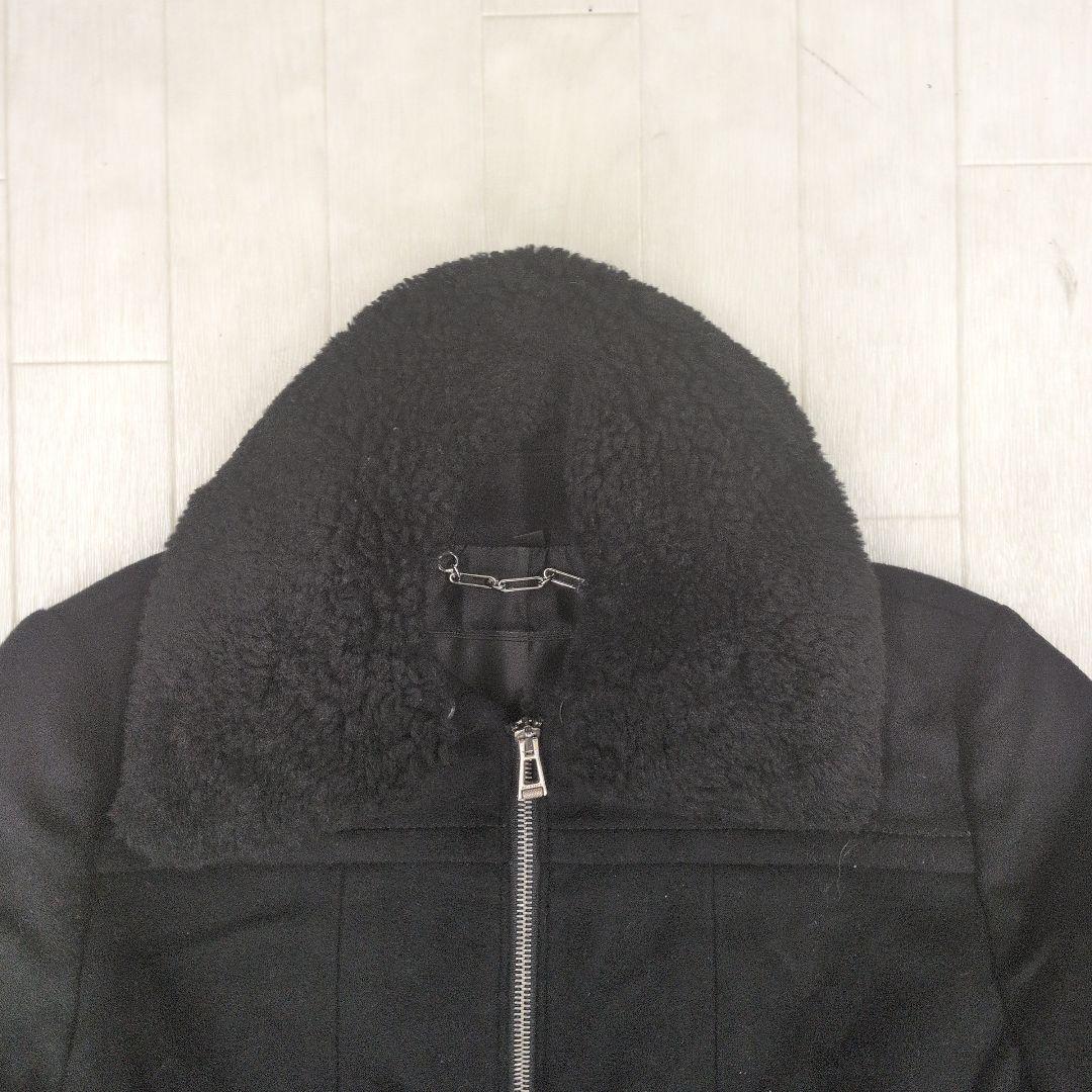 273○ BELSTAFF ボア襟付きブラックロングコート S