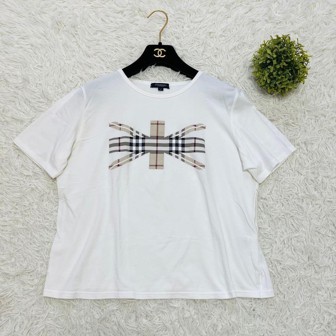 美品2XL✨バーバリーロンドン　ユニオンジャック　ノバチェックカラー　Tシャツ