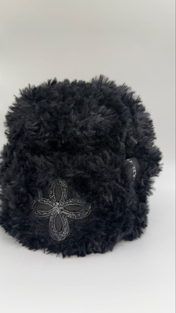 帽子 surgery leather patch fur beanie 'black'