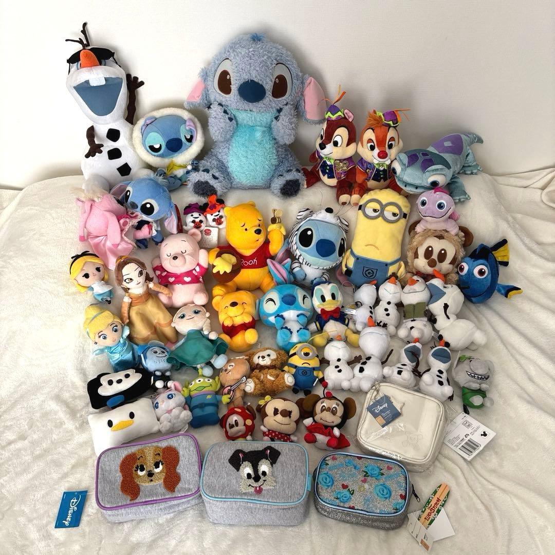 【Disney】キャラクター　ぬいぐるみ　ポーチ　まとめ売り　ミッキー他　45点