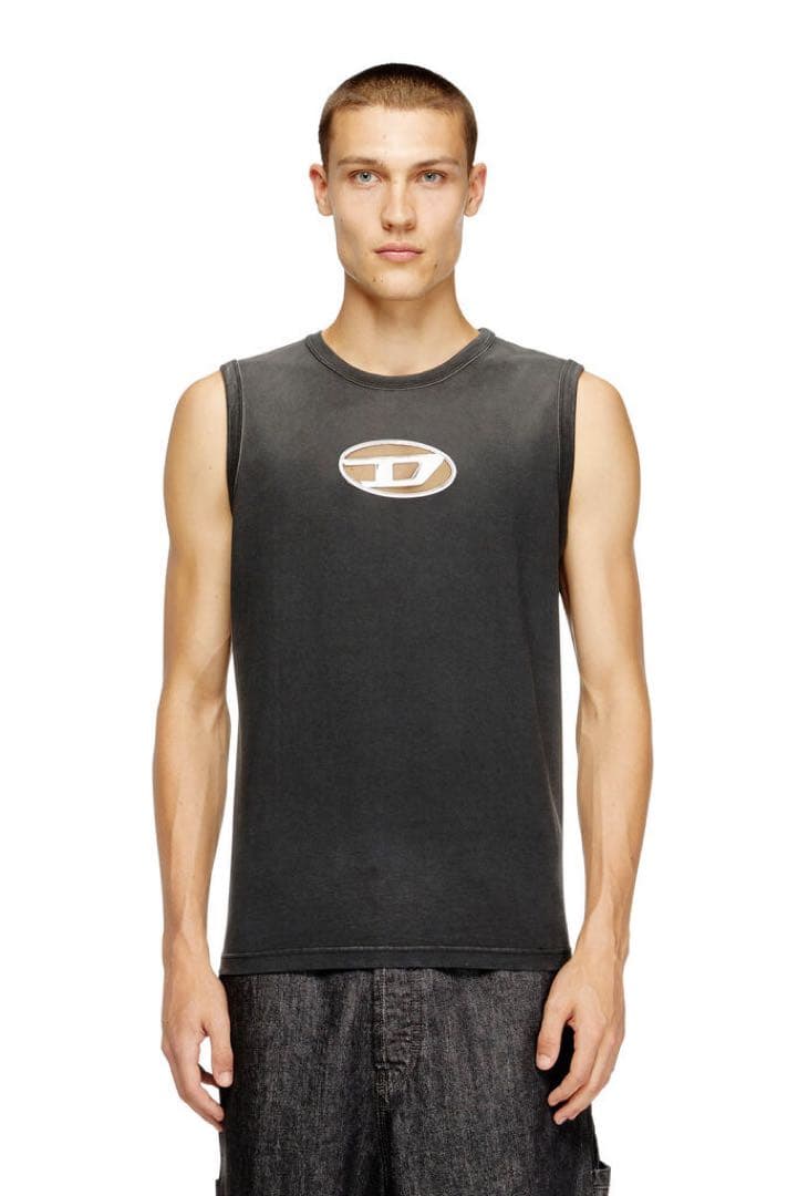 ★DIESEL Faded tank top with puffy Oval D