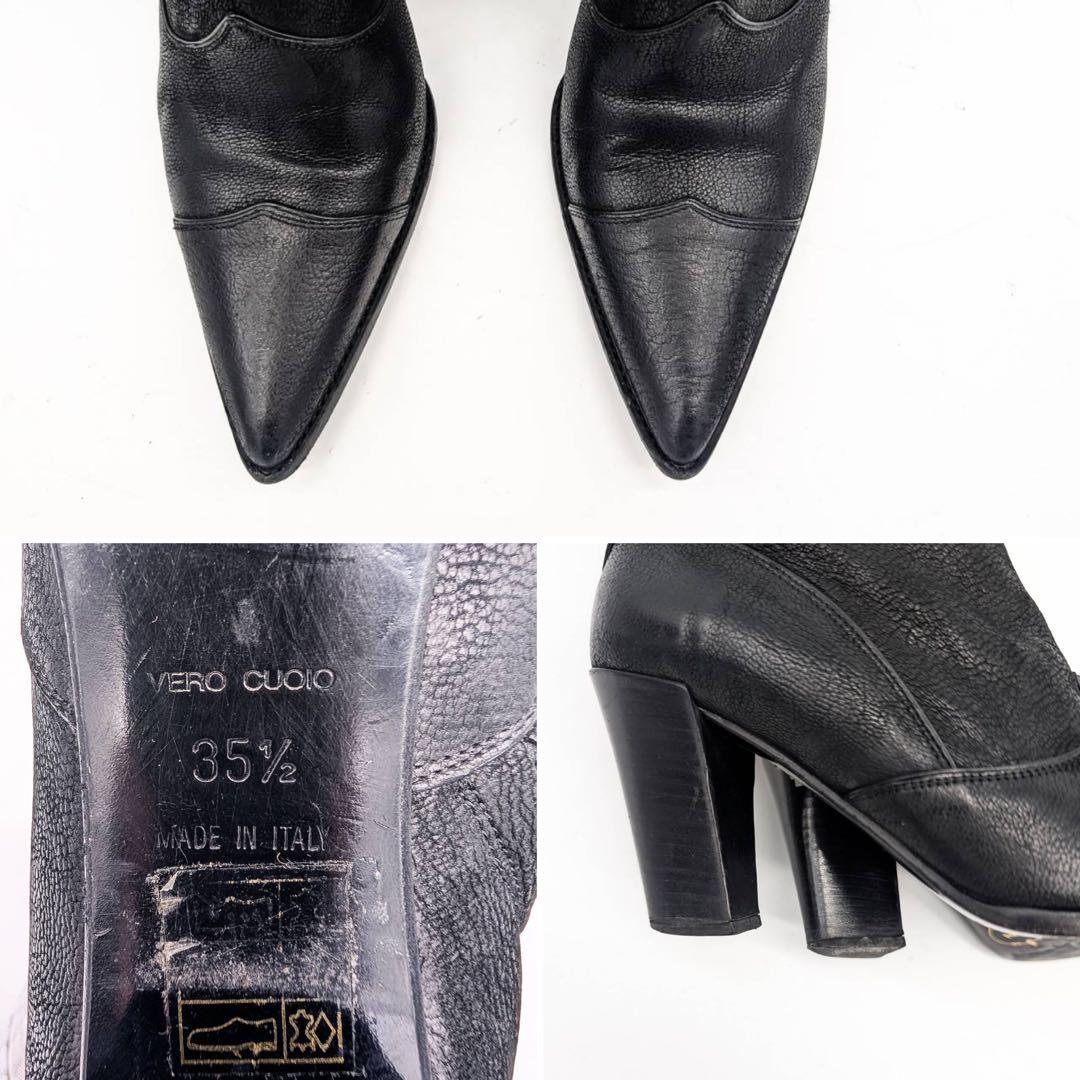 PRADA✨ロングブーツ　サイドジップ　レザー　ブラック　レディース　約22.5
