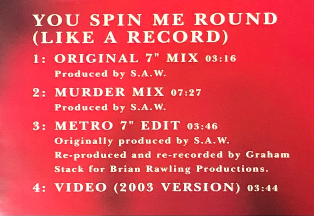 DEAD OR ALIVE / YOU SPIN ME ROUND 輸入盤 2枚