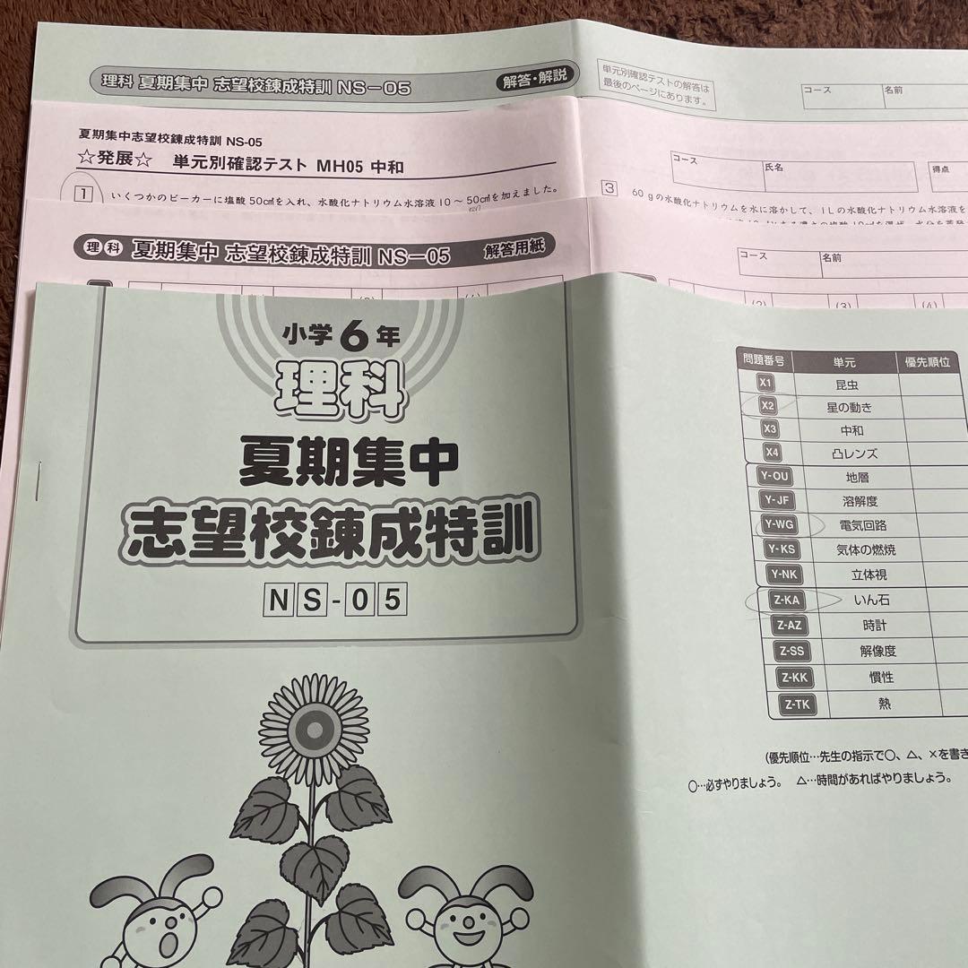 2026年受験生　SAPIX6年理科　ウィークリーサピックス　SS特訓
