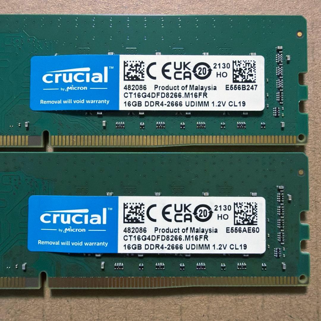 [33] デスクトップ PC メモリ16GBx2(32GB) DDR4 2666