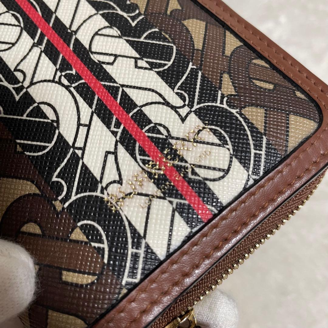 お*つ様 【現行】バーバリー 折財布 ラウンドジップ TBモノグラム 付属品有