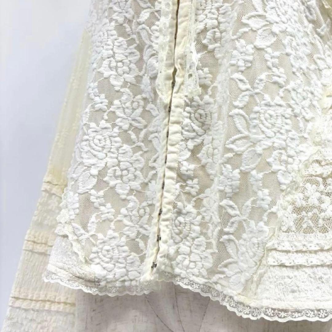 メゾンスペシャルMAISON SPECIALレースドッキングカーディガン　F　白