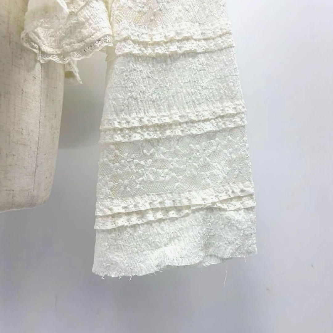 メゾンスペシャルMAISON SPECIALレースドッキングカーディガン　F　白