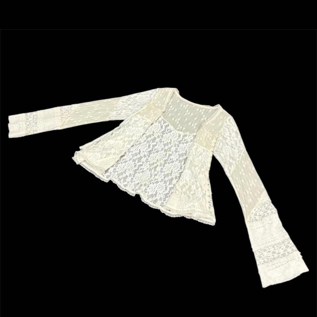 メゾンスペシャルMAISON SPECIALレースドッキングカーディガン　F　白