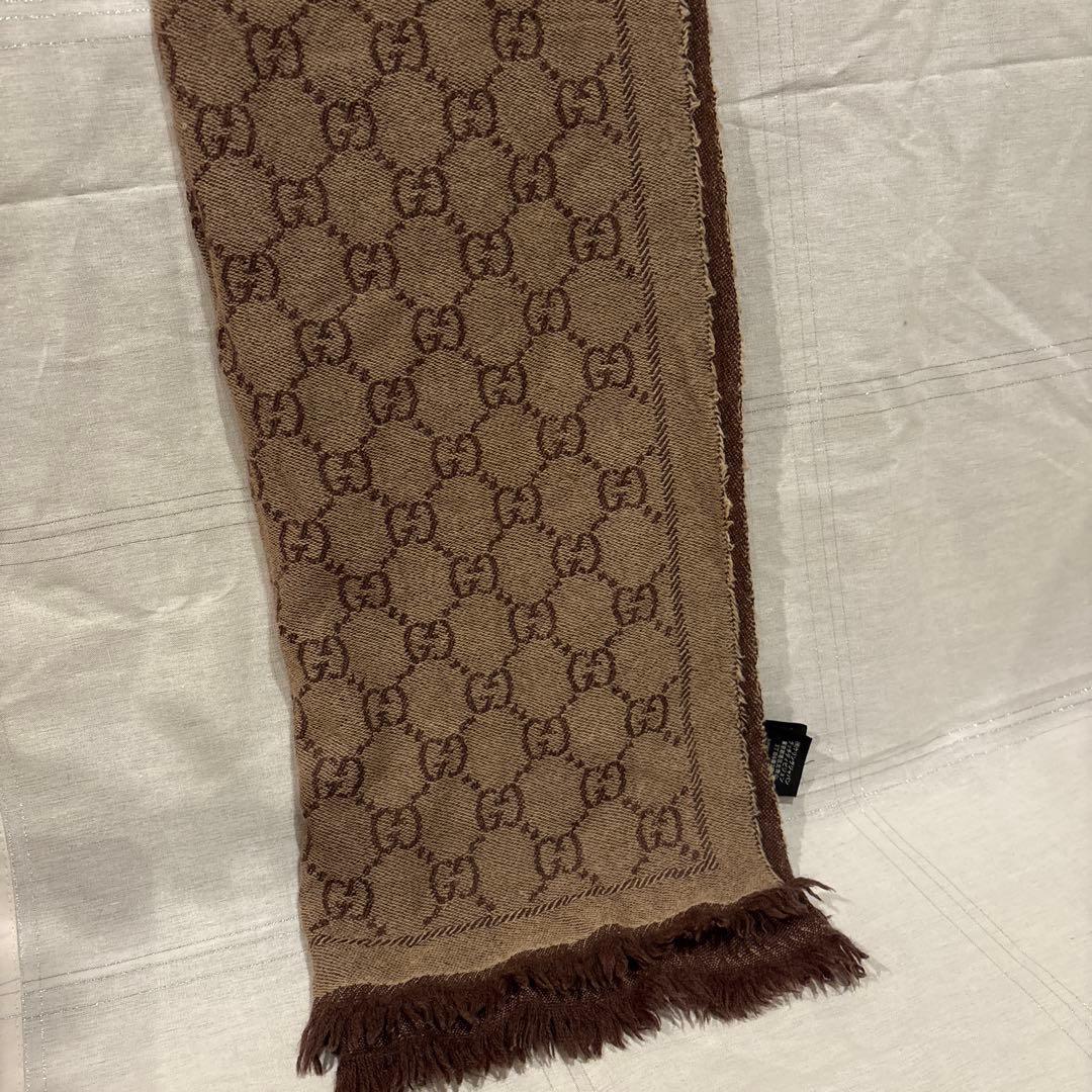 【早い者勝ち】GUCCI グッチ　GGロゴブラウンマフラー
