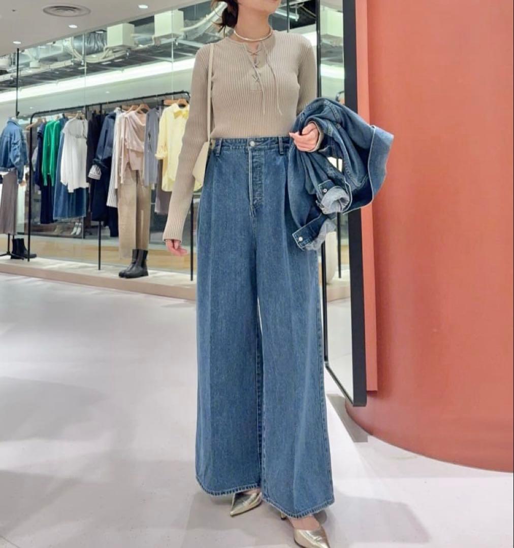【完売】極美品Whim Gazette ワイドデニムイージーパンツ36