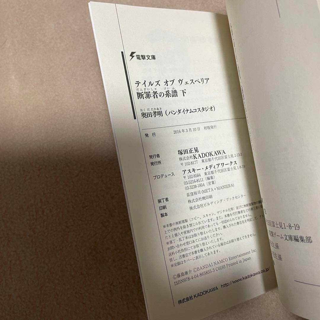 テイルズオブヴェスペリア 断罪者の系譜 上巻 下巻
