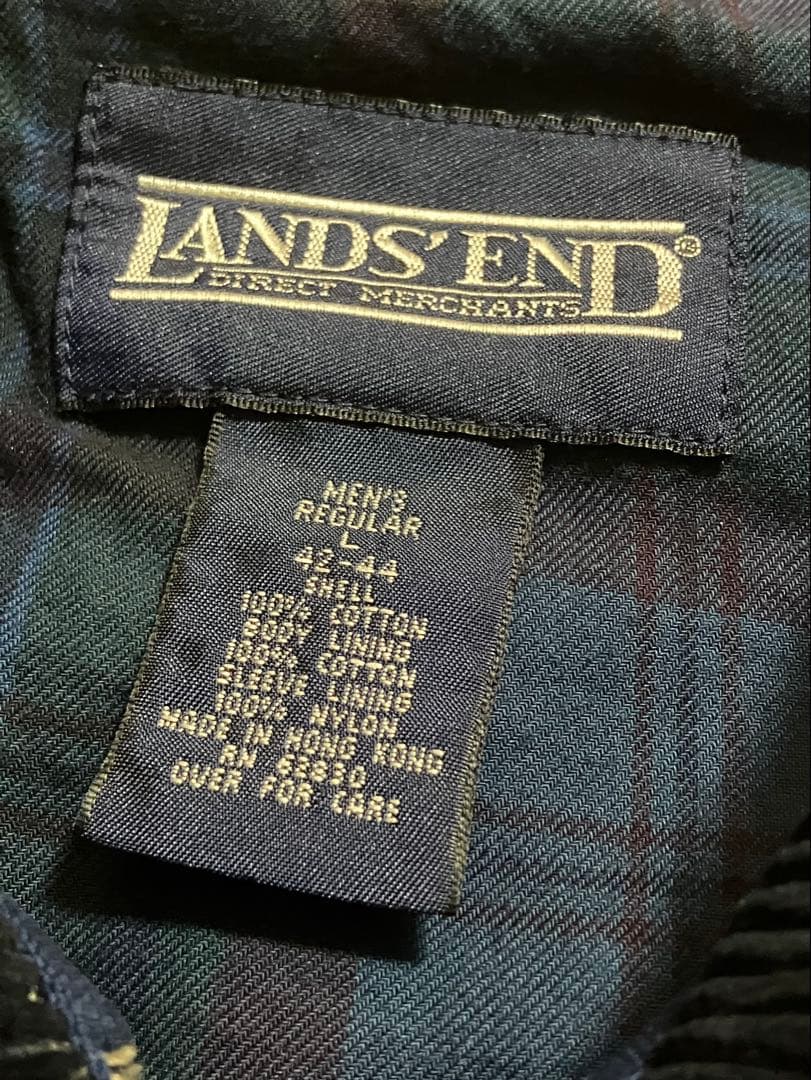 Lands' End ネイビー カバーオール 42-44 襟コーデュロイ