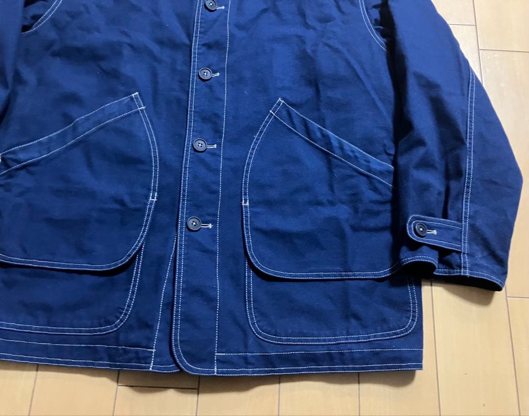 Lands' End ネイビー カバーオール 42-44 襟コーデュロイ