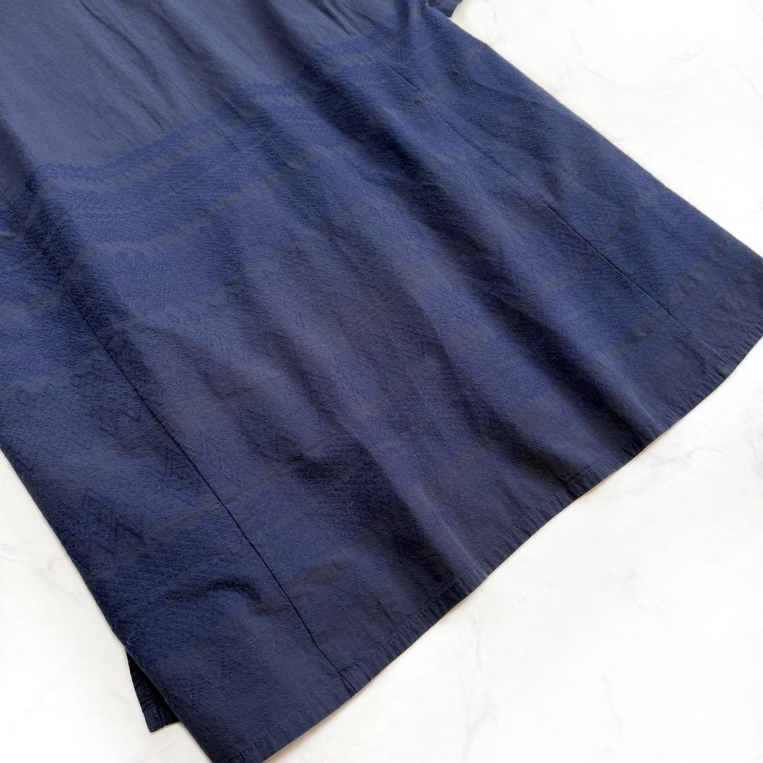 Plantation プランテーション ステッチ刺繍 コットン ワンピース 紺