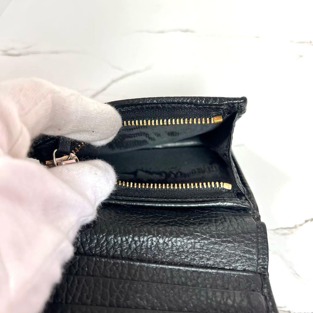 【人気】GUCCI ２つ折り財布 マーモント GG レザー ブラック