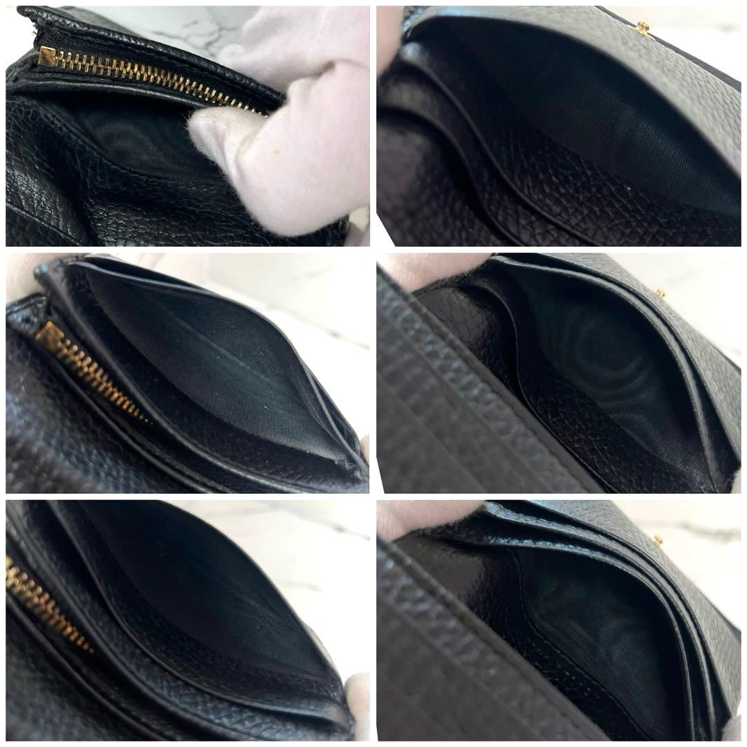 【人気】GUCCI ２つ折り財布 マーモント GG レザー ブラック