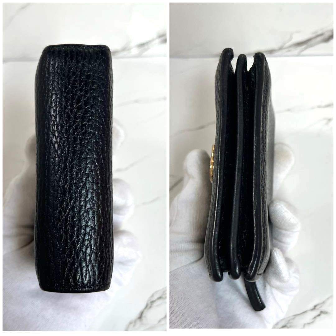 【人気】GUCCI ２つ折り財布 マーモント GG レザー ブラック