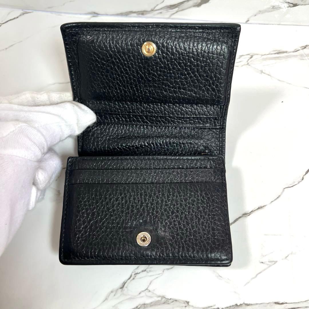 【人気】GUCCI ２つ折り財布 マーモント GG レザー ブラック