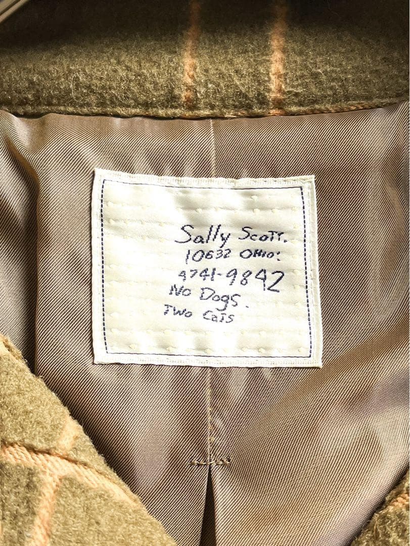 【Sally Scott】サリースコット ウール混 チェック柄 フーデットコート