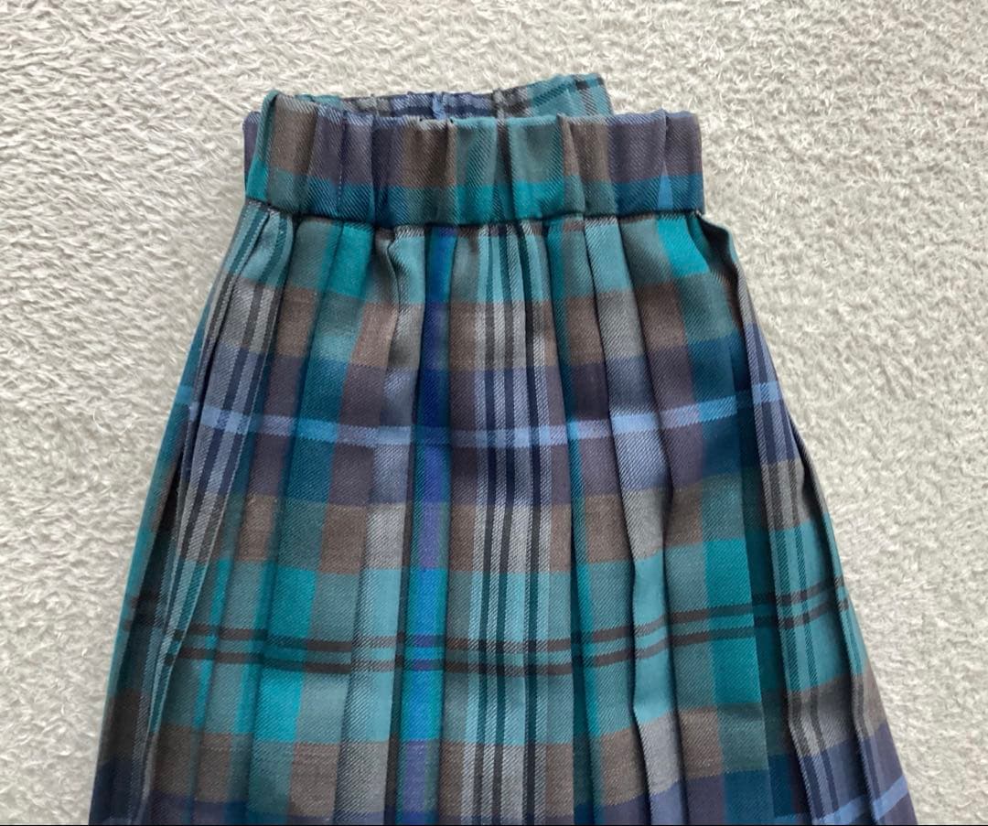 ルグラジック チェック柄　ウール　プリーツロングスカート　サイズ36