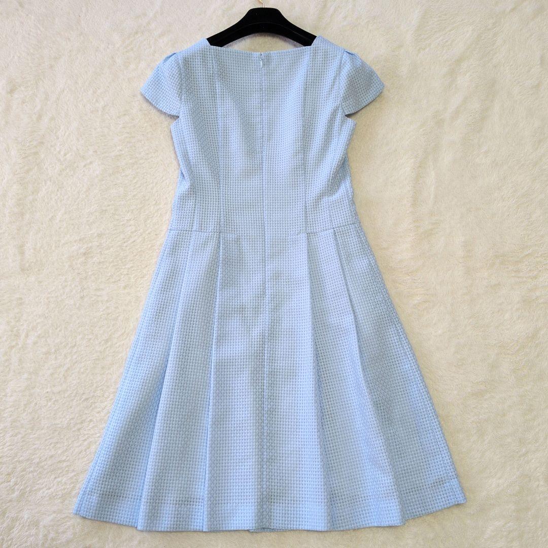 【極美品】ハロッズ　上品ワンピース　膝丈　ブルー　サイズ2