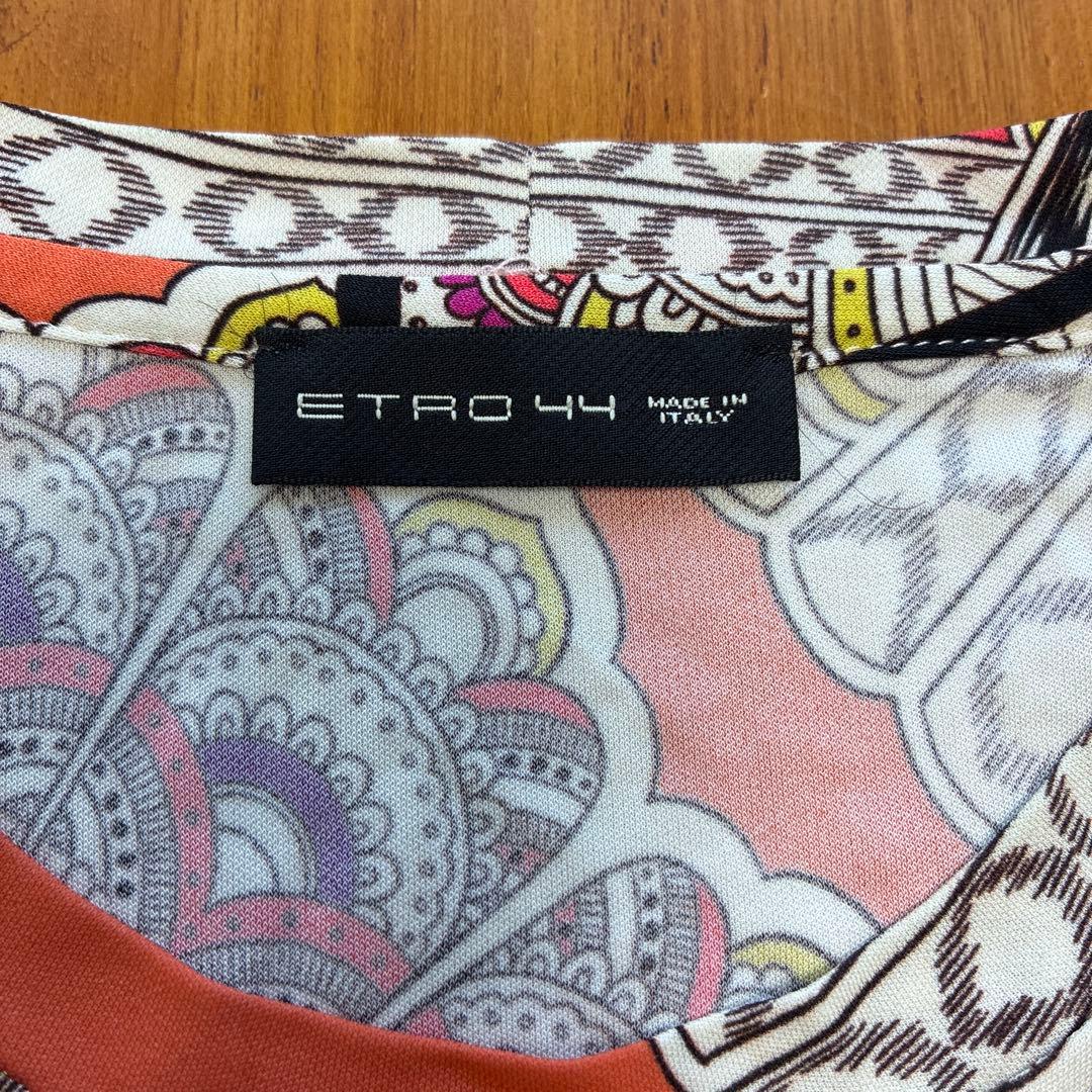 ETRO イタリア製　総柄Tシャツ　ストレッチ素材　ビスコース　サイズ44