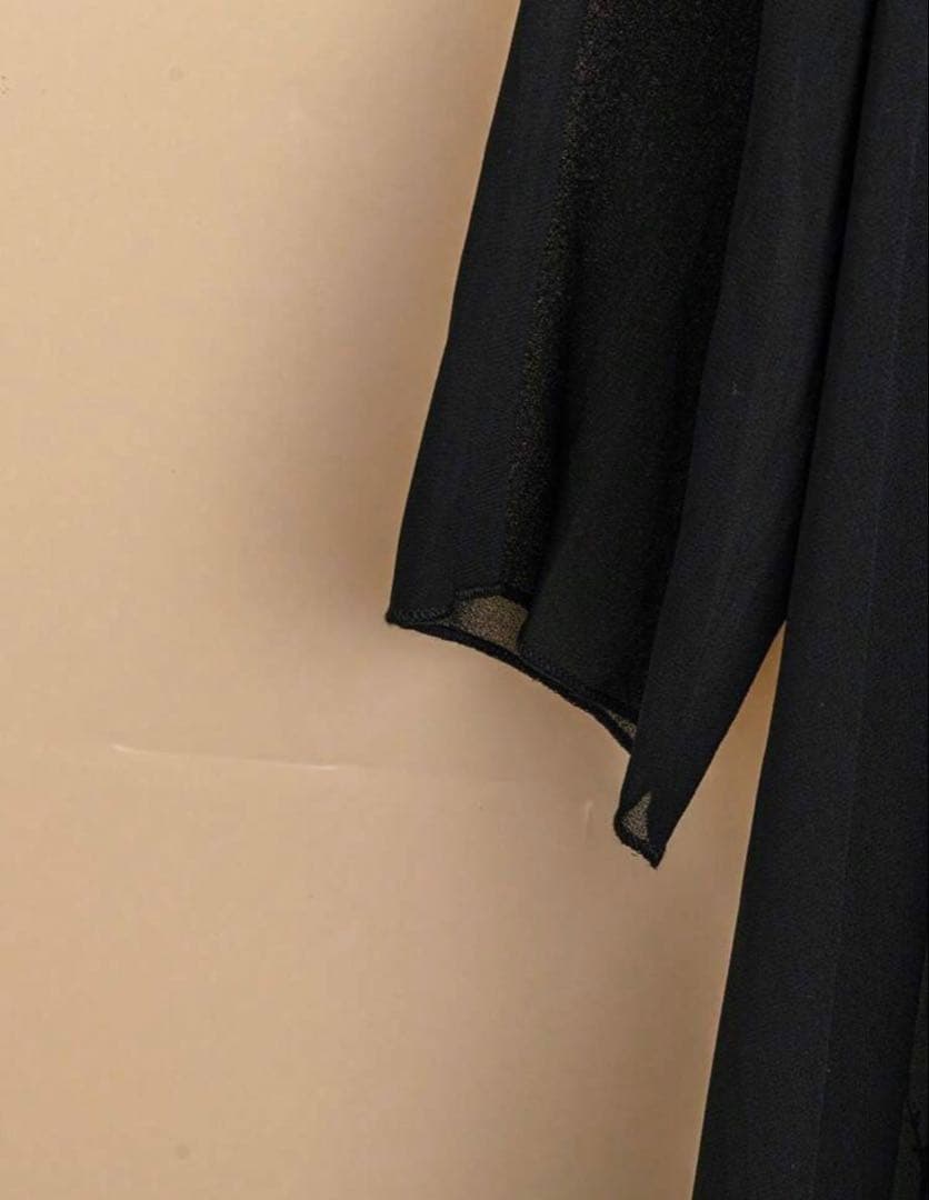 新品✿3L~”シフォン 刺繍レース ロングカーディガン 大きいサイズレディース黒