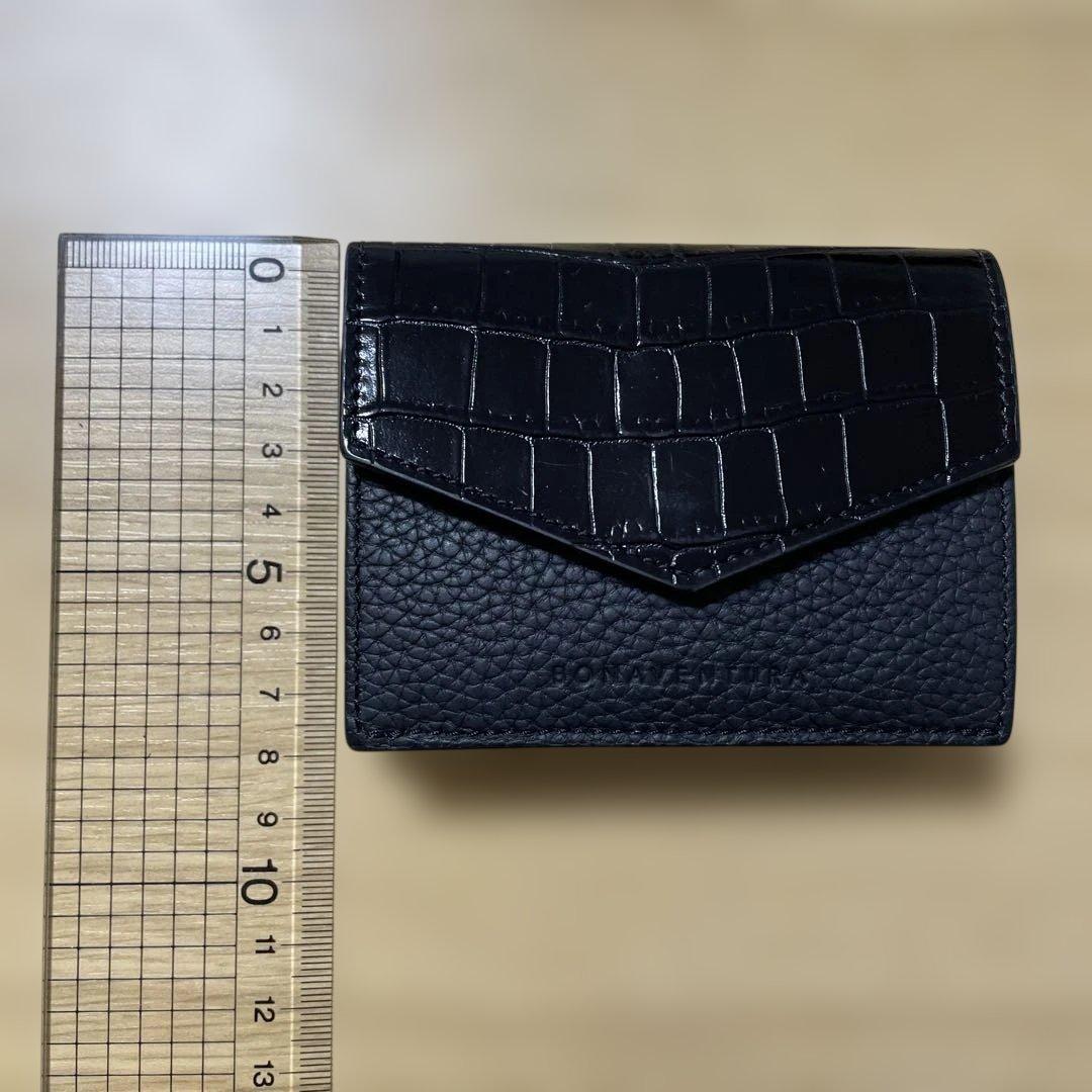 ボナベンチュラ　ミニ財布　ブラック　スモールウォレット　クロコ型押