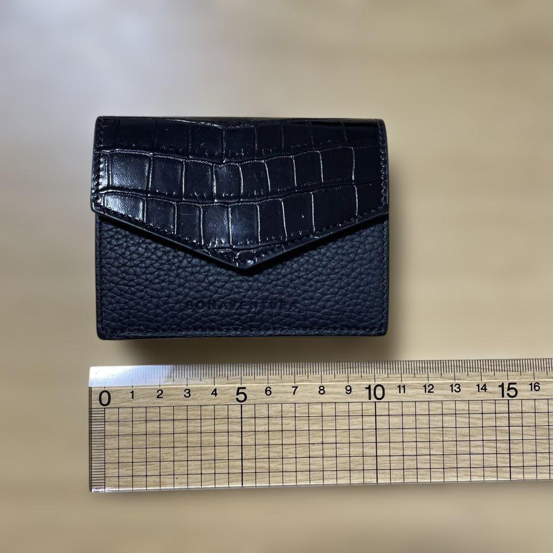 ボナベンチュラ　ミニ財布　ブラック　スモールウォレット　クロコ型押