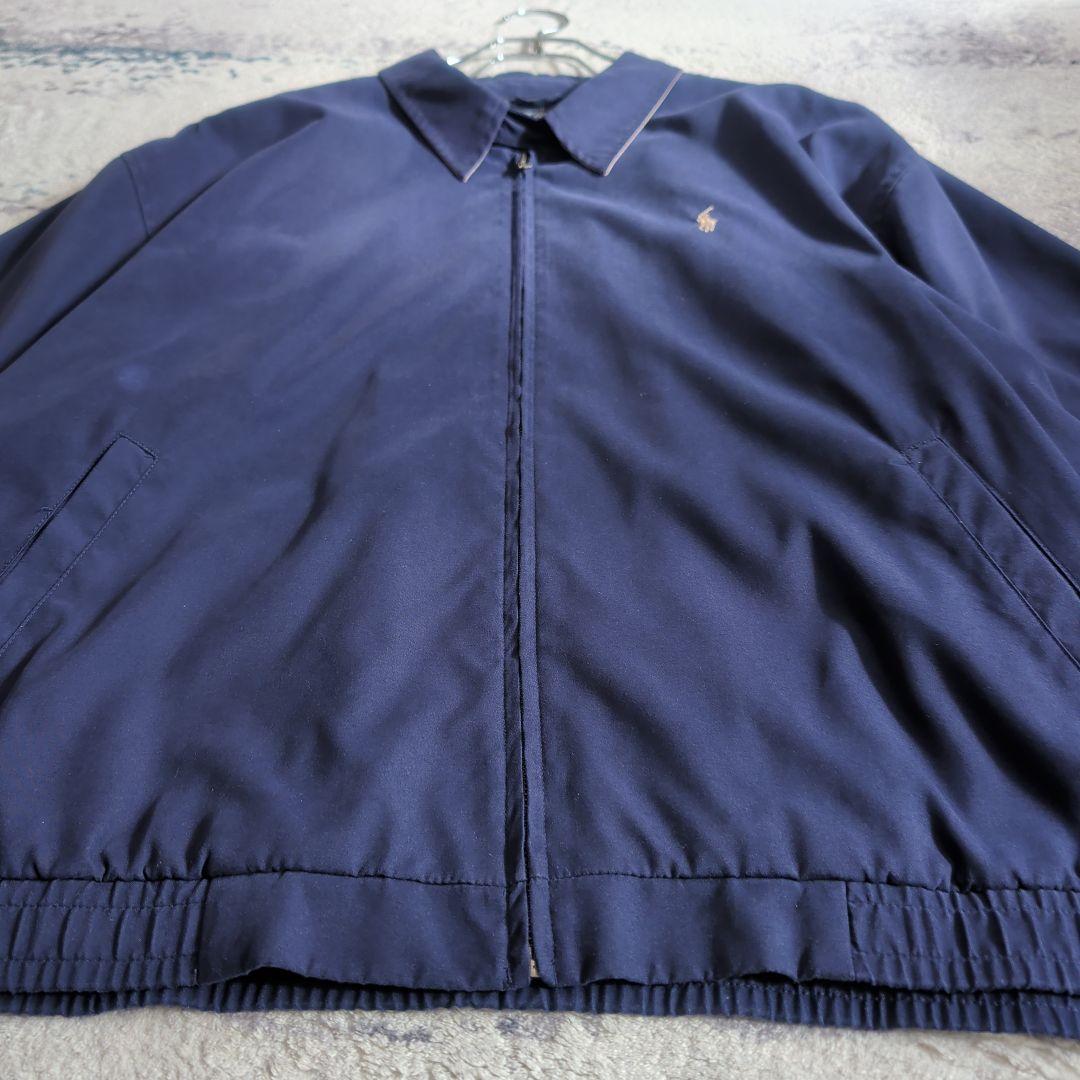 美品 90s ポロラルフローレン スウィングトップ ネイビー 裏地チェック XL