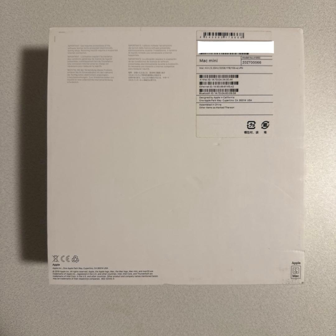mac mini 3.2GHz 6コア intel core i7 2018