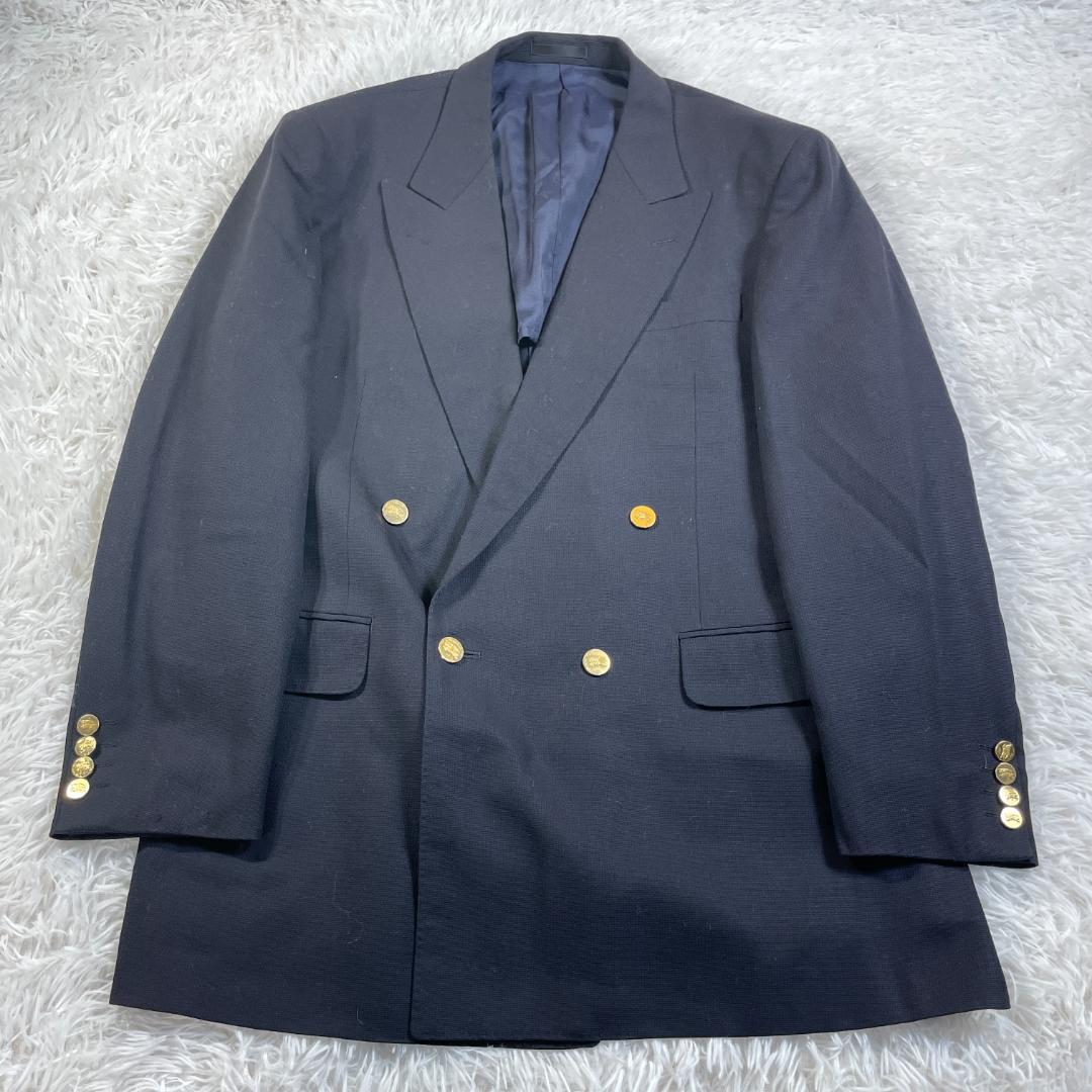 90S バーバリー 紺ブレ ダブルブレスト 金ボタン AB7 日本製 XL