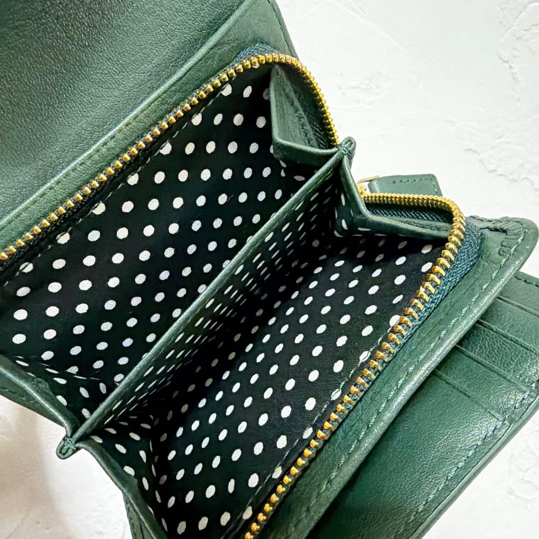 アニエスベー　金運アップ　グリーン コンパクト財布　miyuki