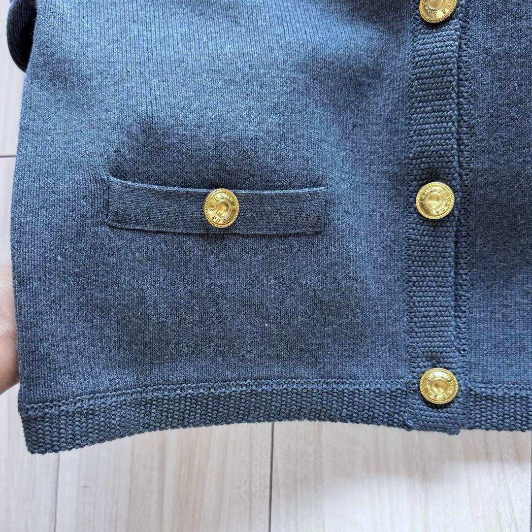 【未使用品】anuansオリジナルボタンノーカラーニットジャケット　グレー