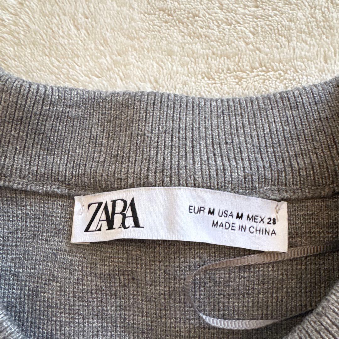 ZARA プレーンニットジャケットパデッドショルダー