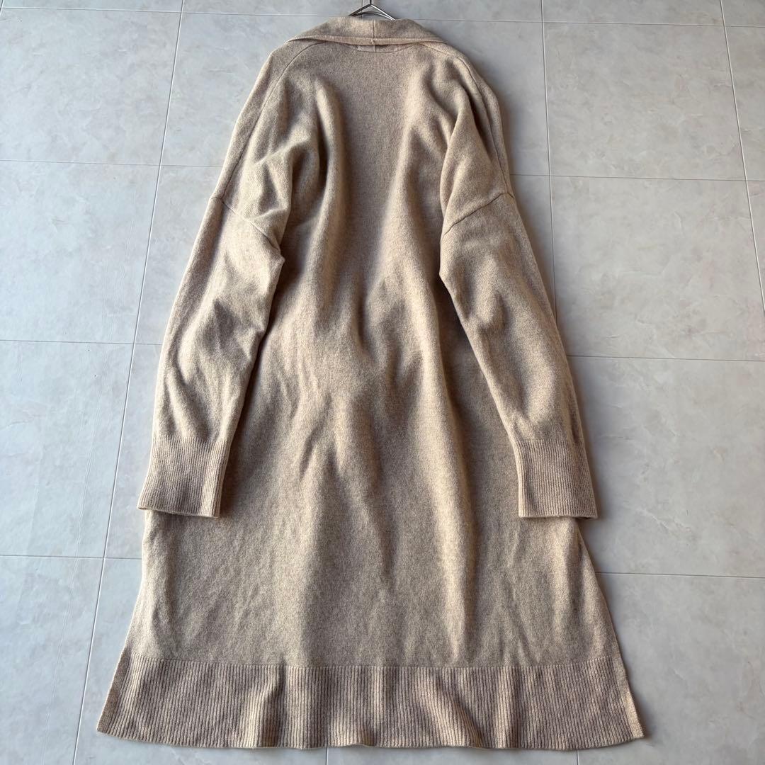 エンフォルド ウールカシミヤ ショールカラー ロングカーディガン ベージュ 38