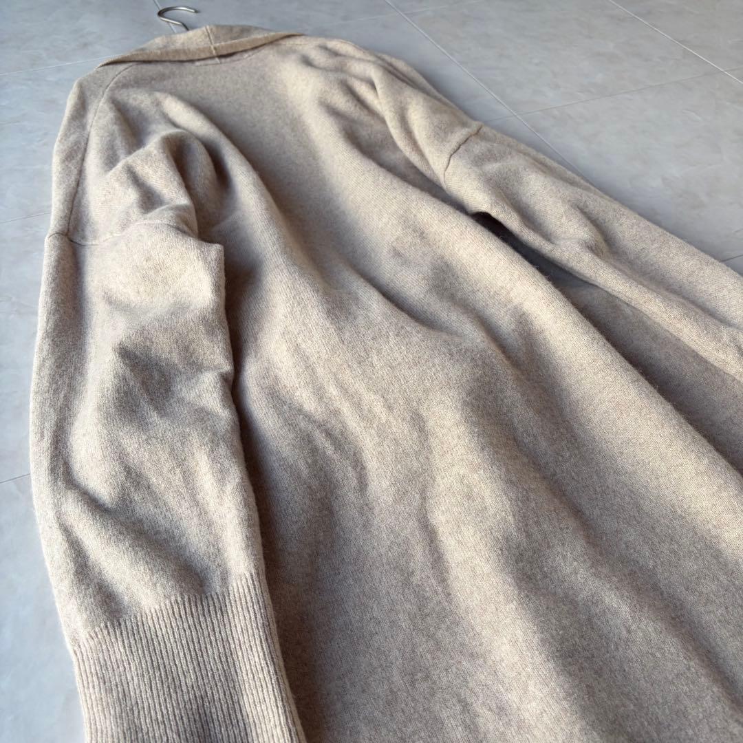エンフォルド ウールカシミヤ ショールカラー ロングカーディガン ベージュ 38
