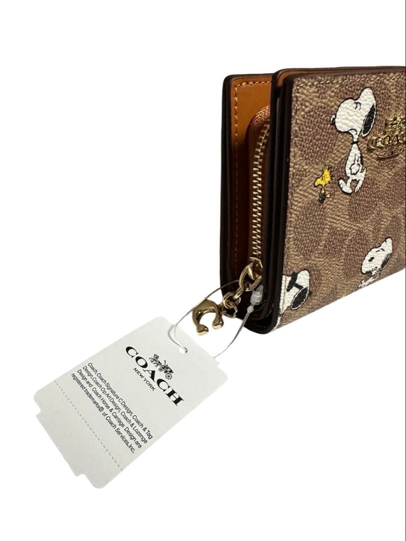 COACHコーチ スヌーピー折り財布 シグネチャー PEANUTS コラボ 美品