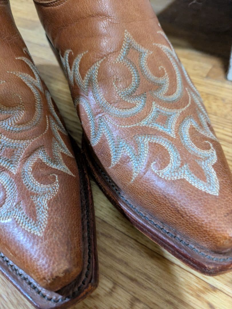 TonyLamaトニーラマ ブラウン刺繍入りウエスタンブーツ 7ハーフ