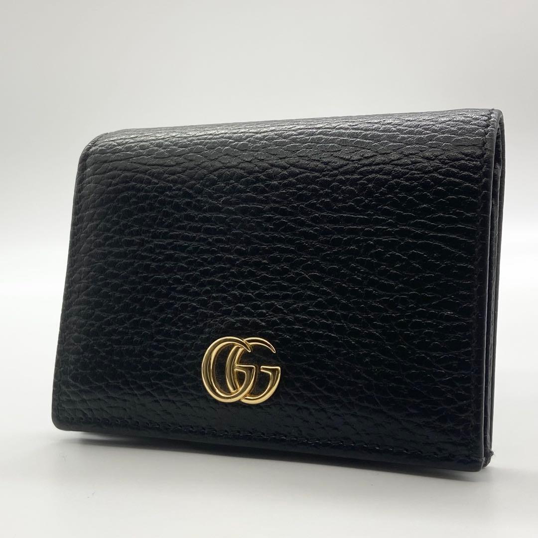 未使用級 GUCCI グッチ 折り財布　GG マーモント　ブラック レザー